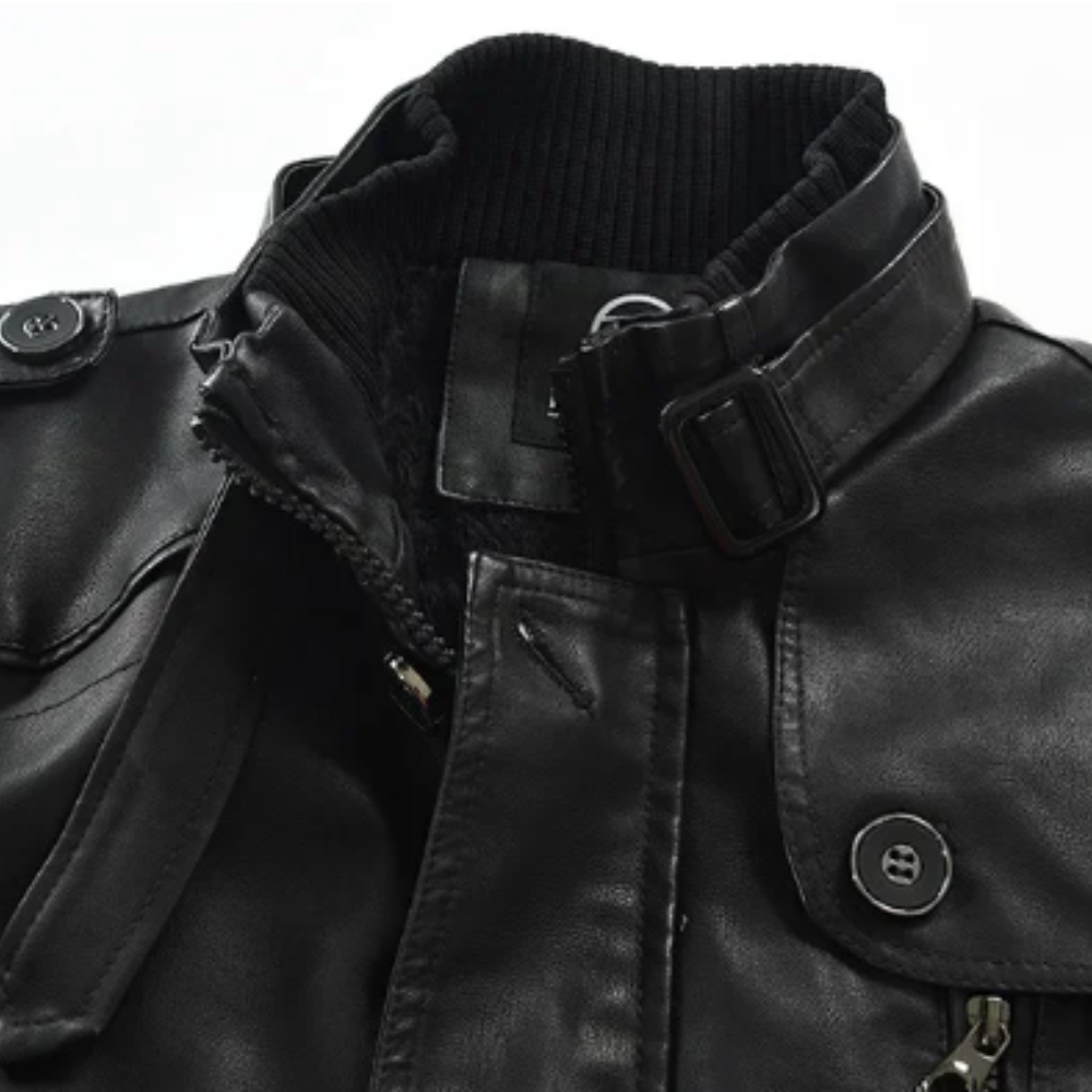 Veste en Cuir Biker Élégante Longue