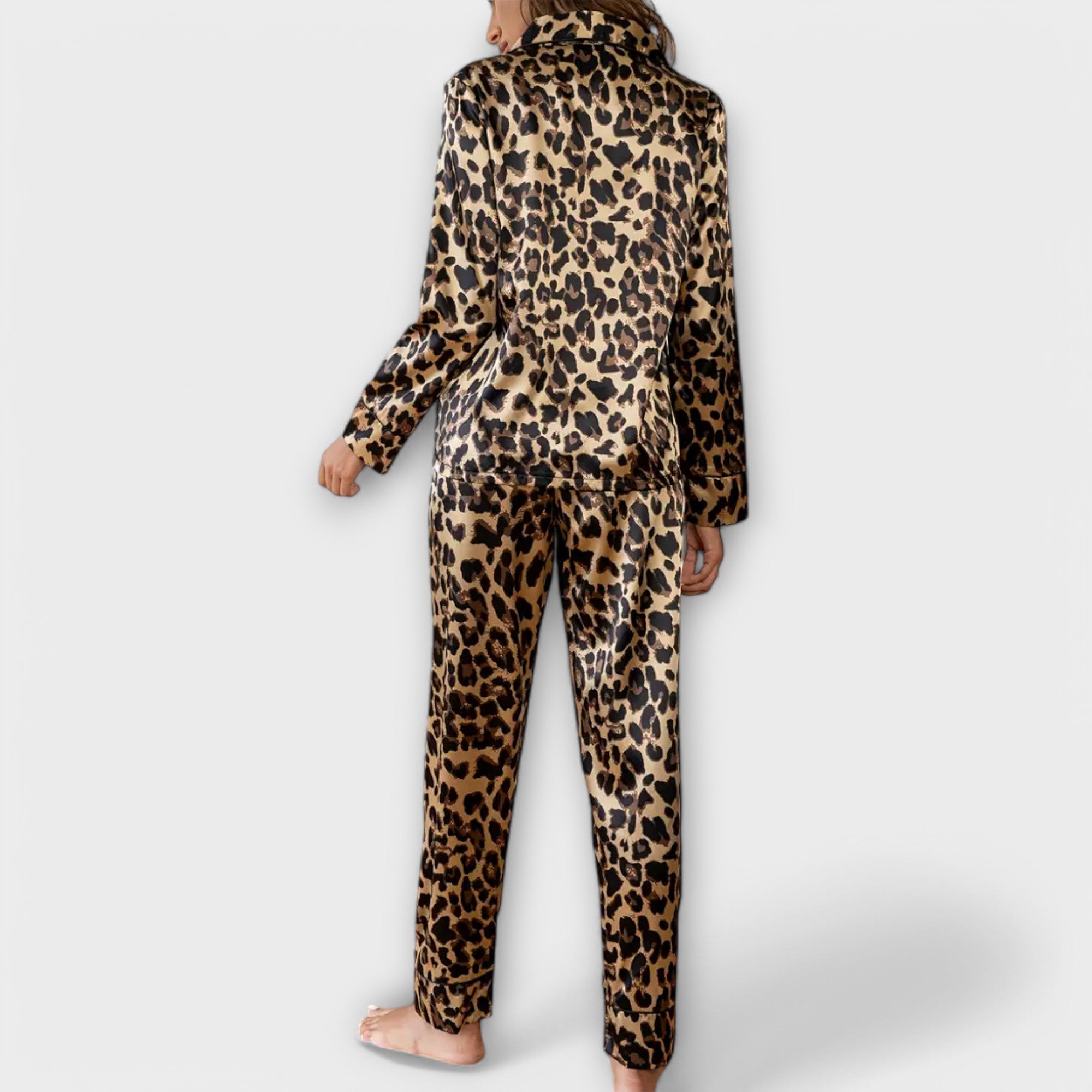 Ensemble de Pyjama en Satin avec Imprimé Léopard