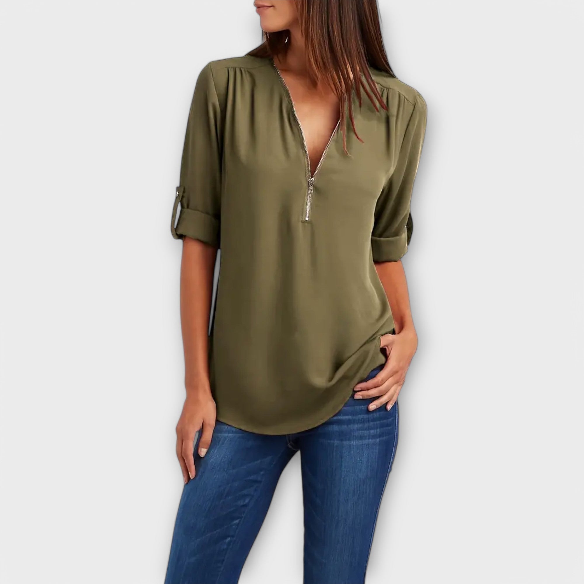 Olivia - Blusa casual con escote en V