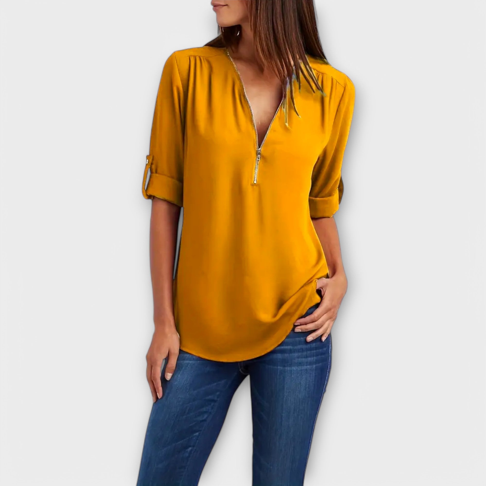 Olivia - Blusa casual con escote en V