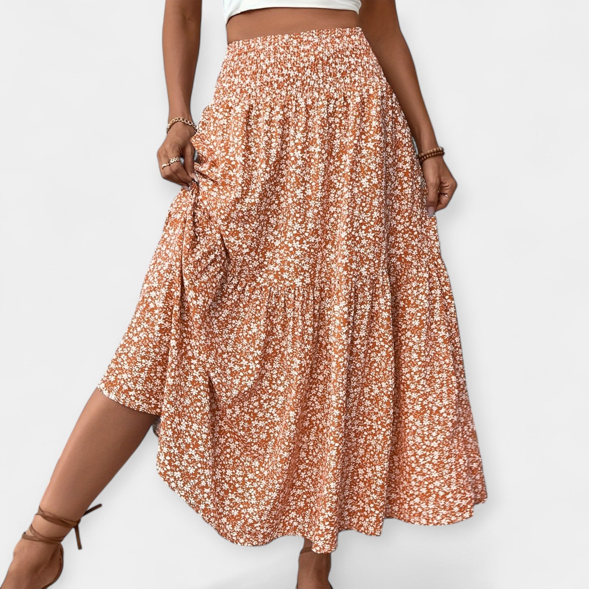 Jupe Décontractée et Confortable avec Fleurs