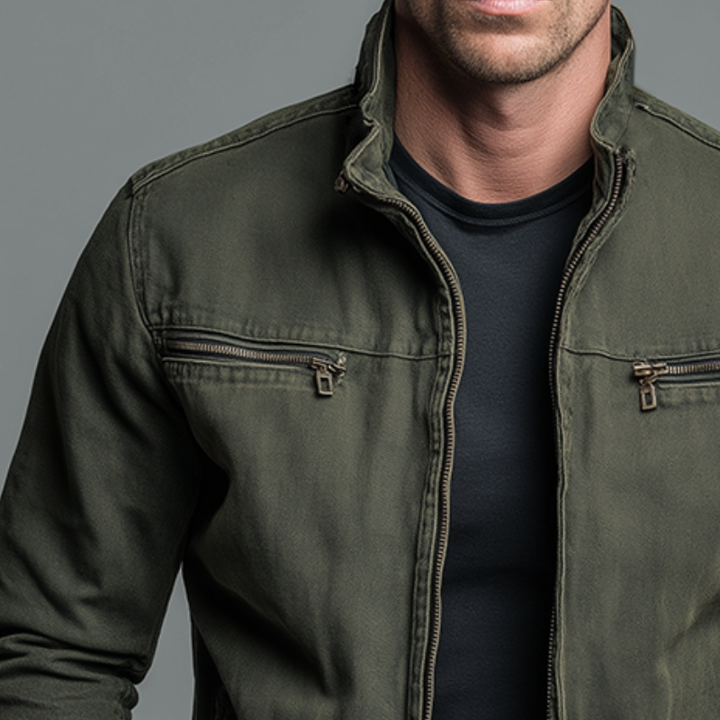 Veste vintage en coton avec fermeture zippée