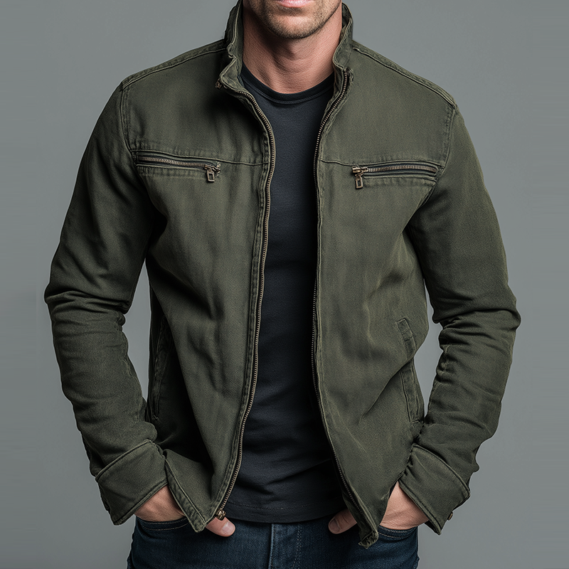 Veste vintage en coton avec fermeture zippée