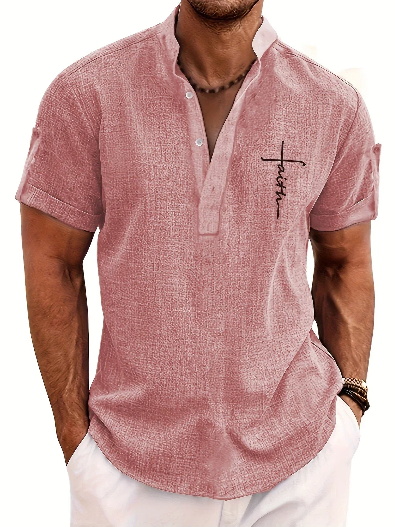 Chemise élégante à manches courtes et col montant