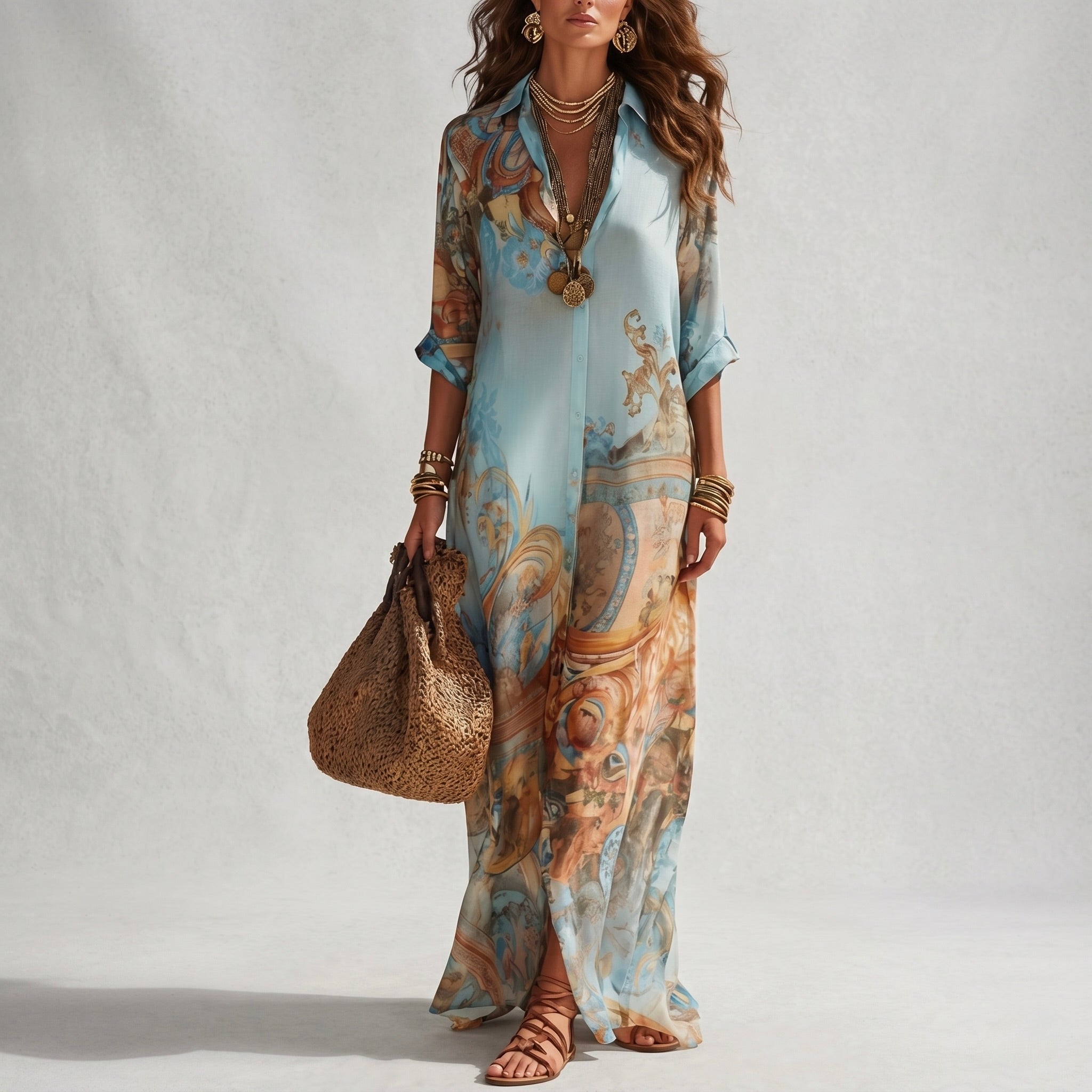 Robe d'été fluide bleu clair