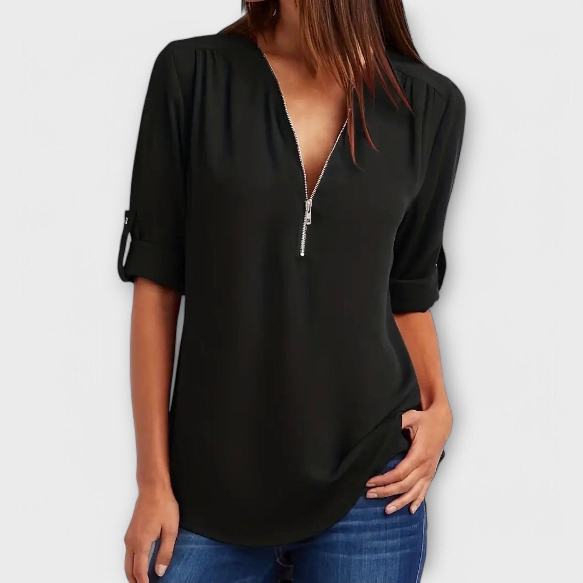 Olivia - Blusa casual con escote en V