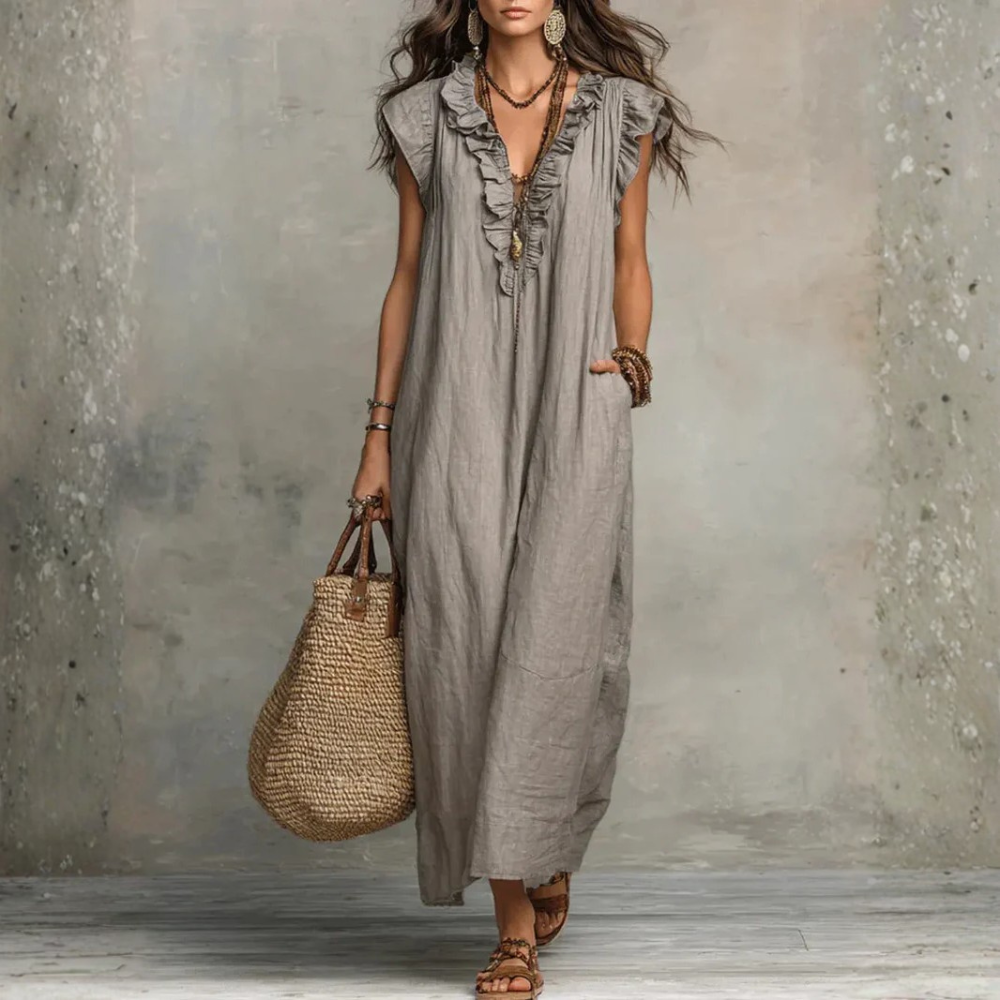 Robe Longue Bohème en Lin