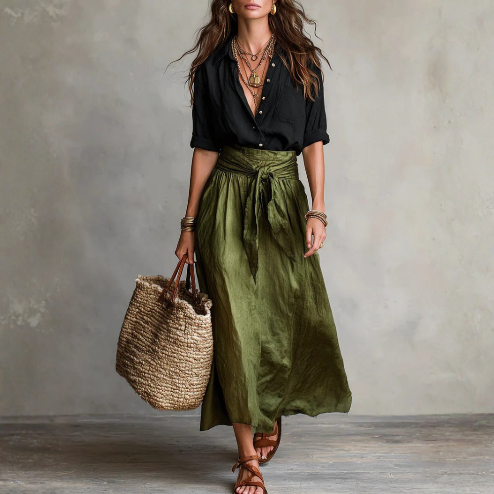 Ensemble complet comprenant un t-shirt et une jupe midi