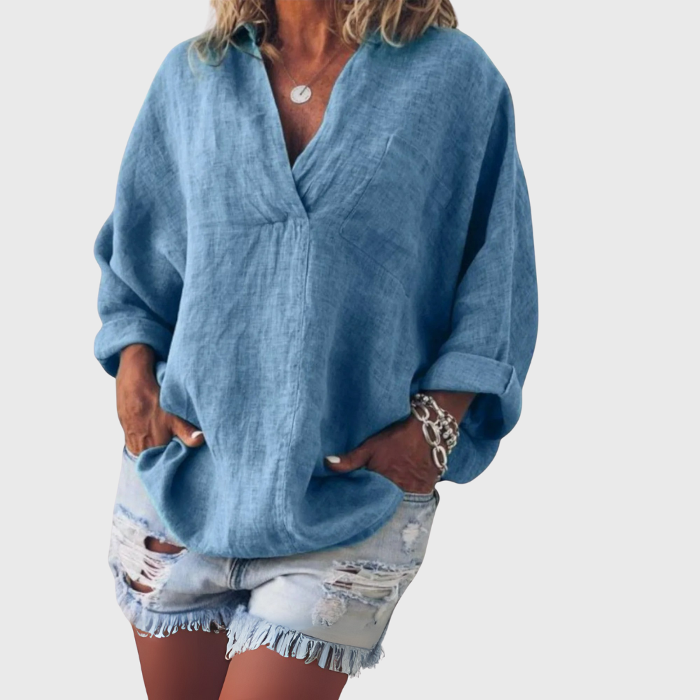 Rikarda - Blusa de Dama Elegante con Escote en V