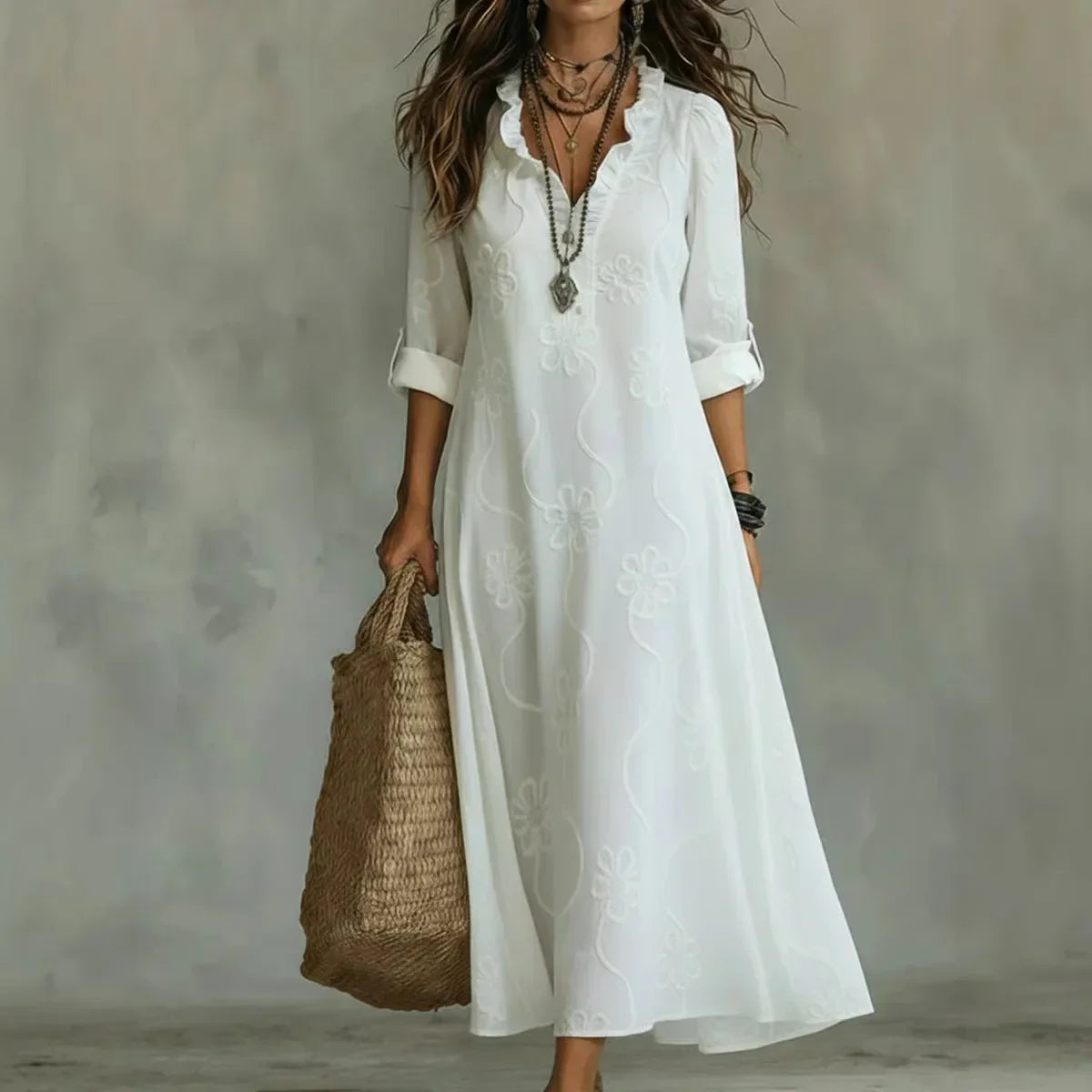 Robe maxi fleurie pour les journées d'été