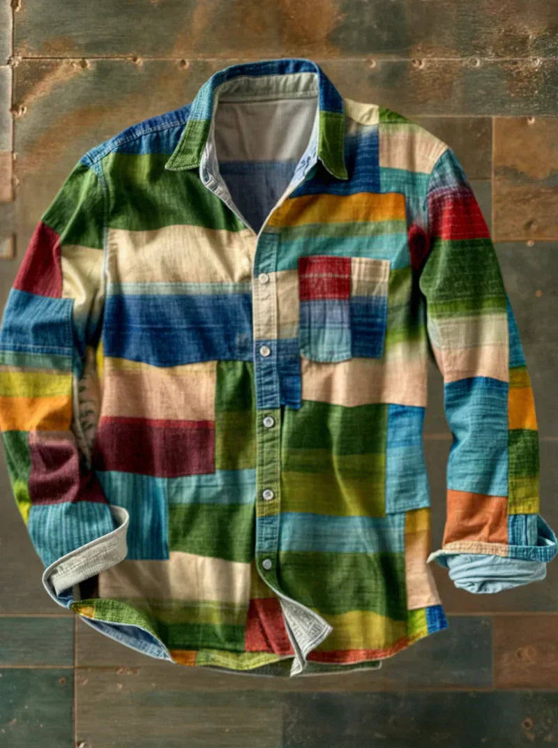 Arco | Chemise patchwork multicolore à manches longues