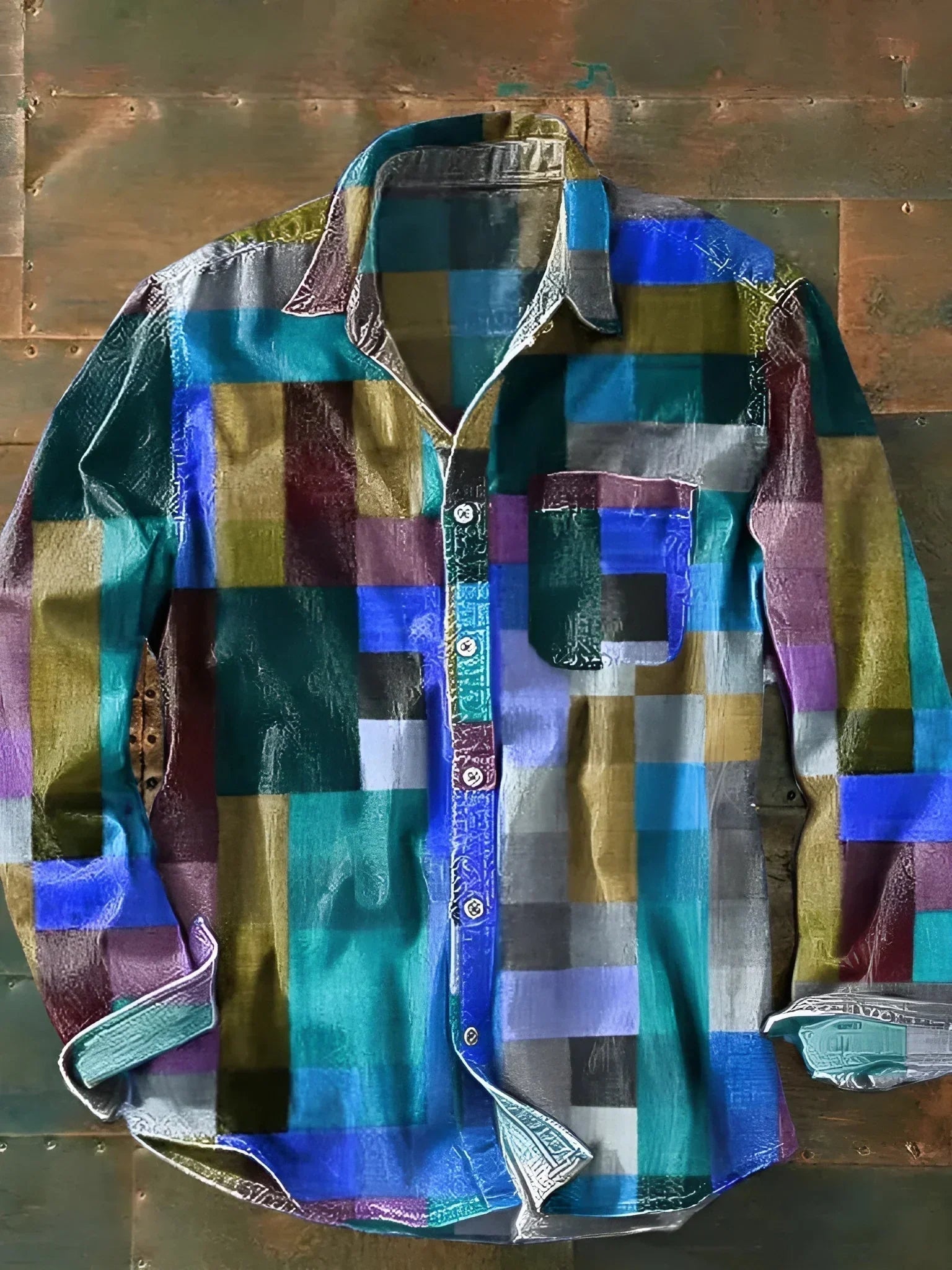 Arco | Chemise patchwork multicolore à manches longues