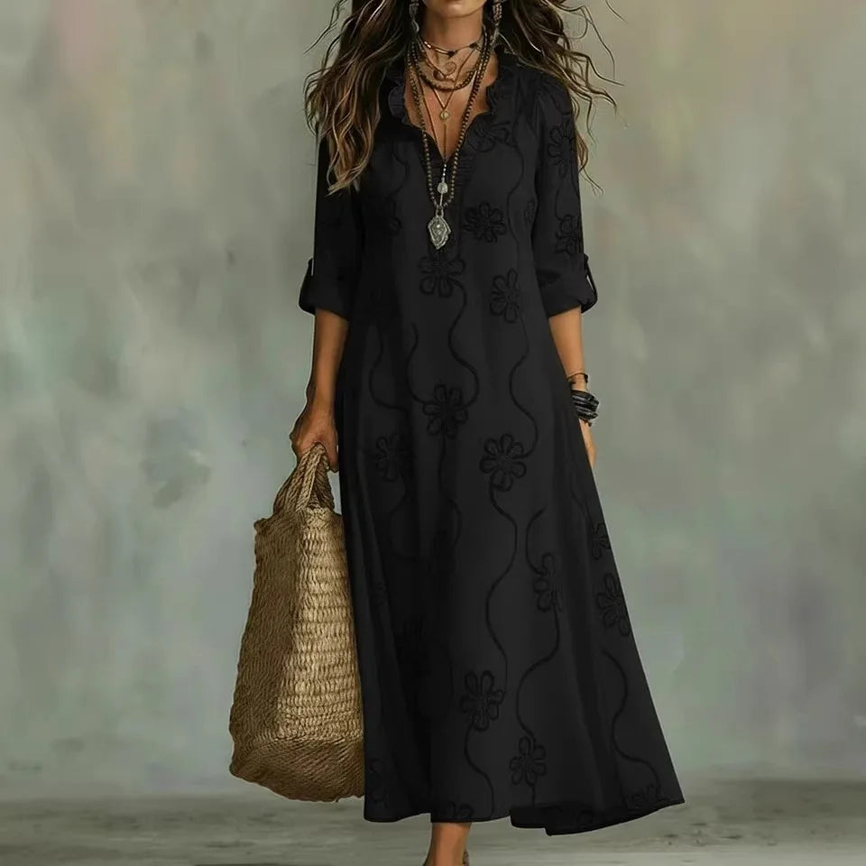 Robe maxi fleurie pour les journées d'été