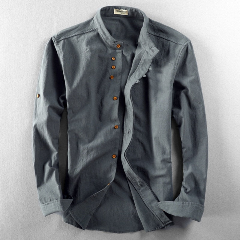 Chemise minimaliste à col mandarin