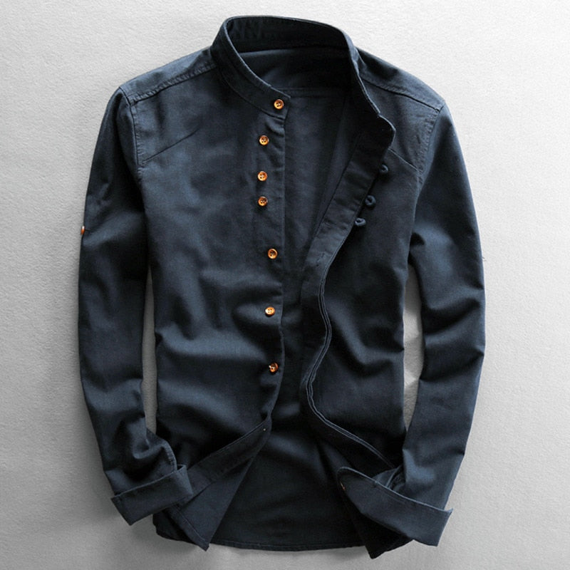 Chemise minimaliste à col mandarin