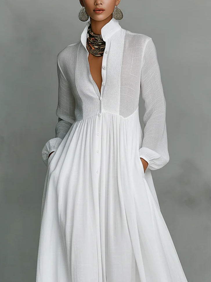 Léonie™ | Robe maxi minimaliste avec col