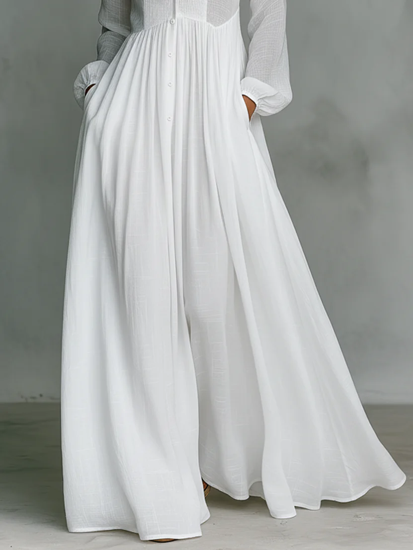 Léonie™ | Robe maxi minimaliste avec col