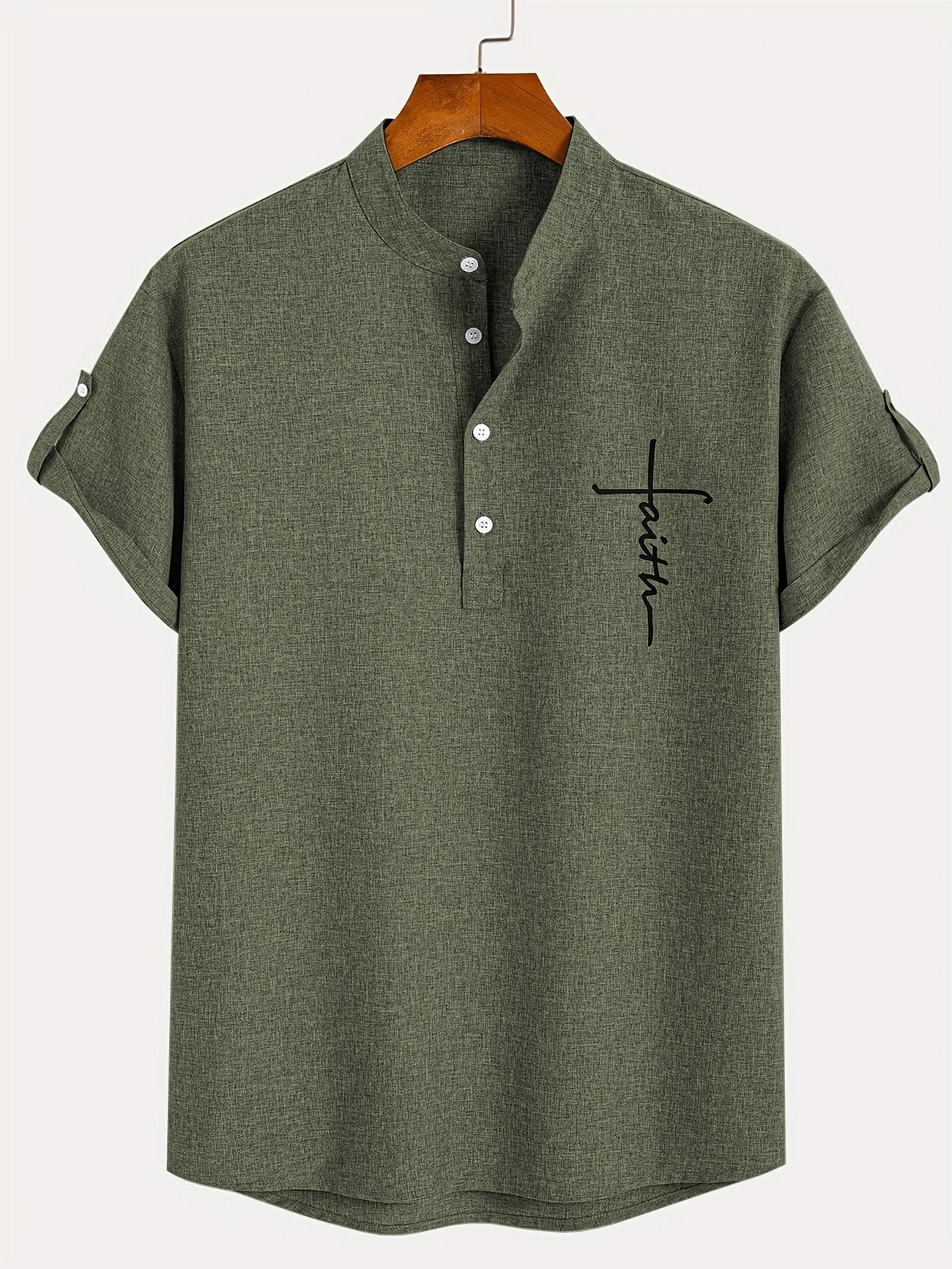 Chemise élégante à manches courtes et col montant