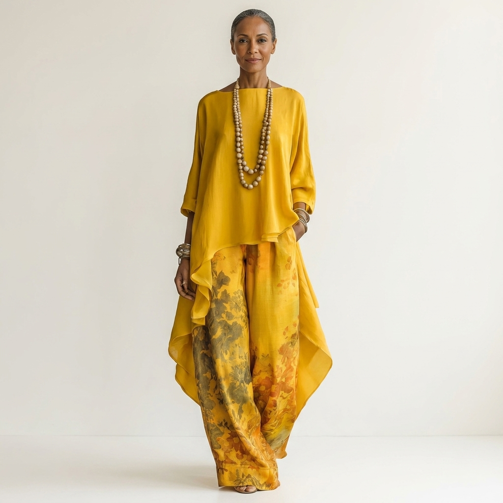 Ensemble deux pièces avec tunique asymétrique