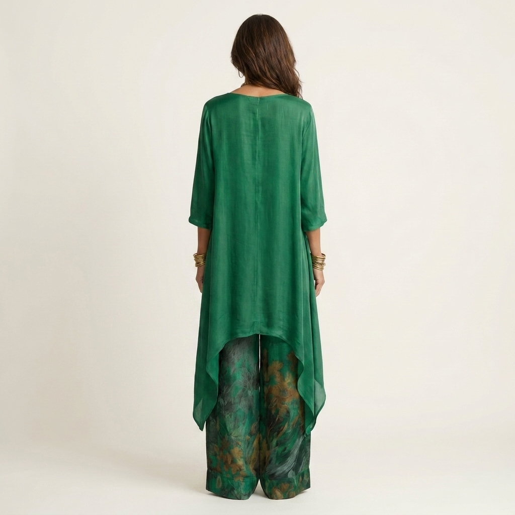 Ensemble deux pièces avec tunique asymétrique