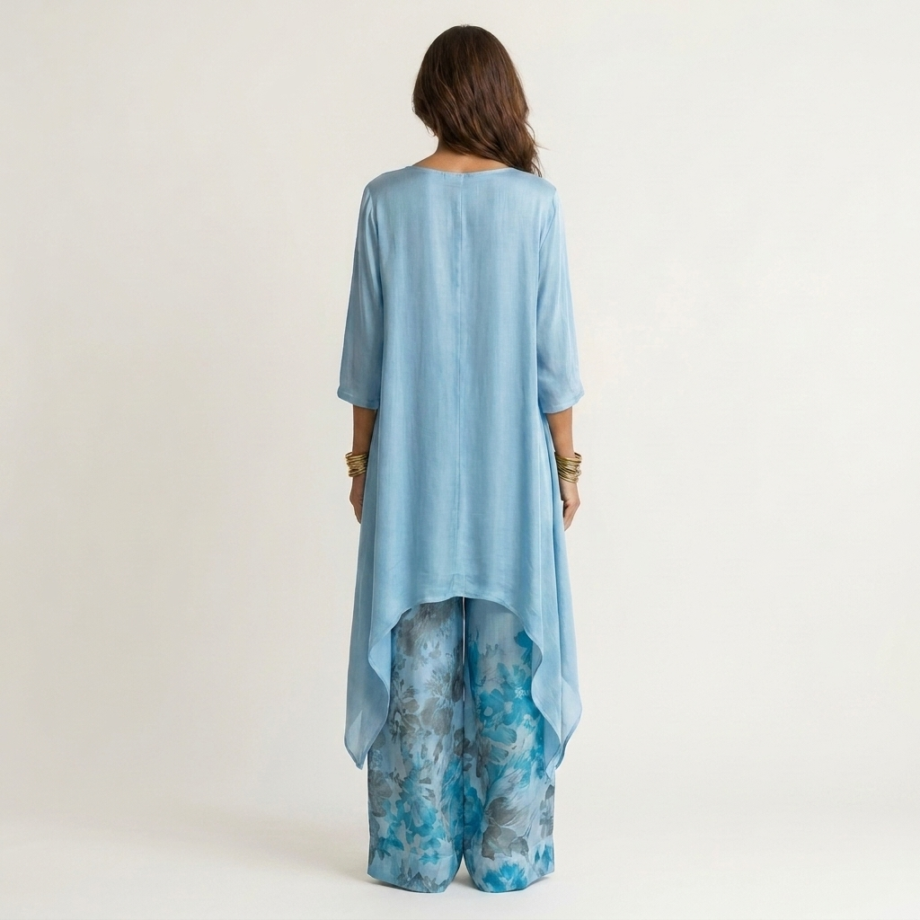 Ensemble deux pièces avec tunique asymétrique