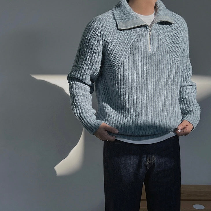 Lenoir™ | Pull Col Montant Azure