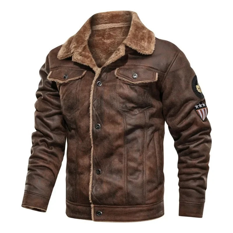 Veste en Cuir Élégante avec Doublure Polaire Chaude