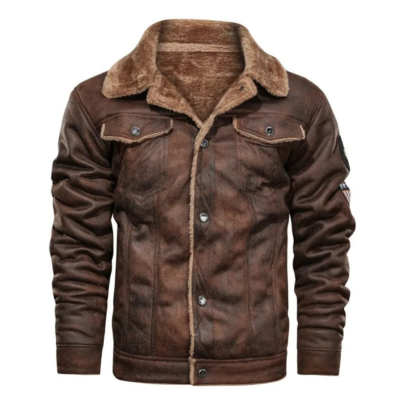 Veste en Cuir Élégante avec Doublure Polaire Chaude