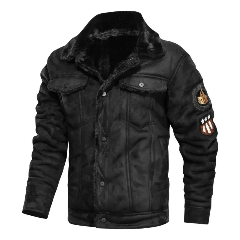 Veste en Cuir Élégante avec Doublure Polaire Chaude