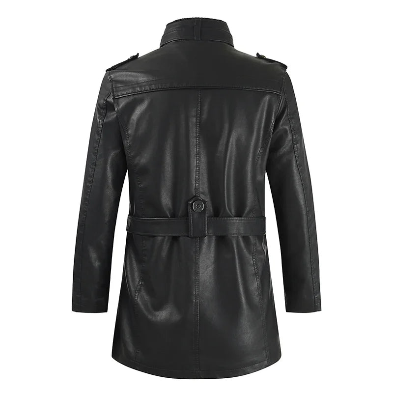 Veste en Cuir Biker Élégante Longue