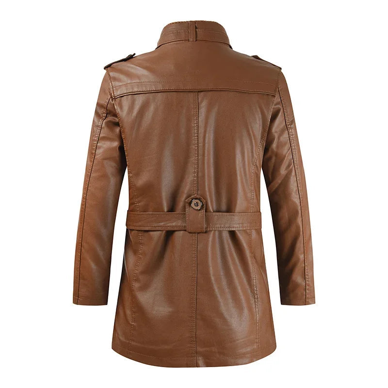 Veste en Cuir Biker Élégante Longue