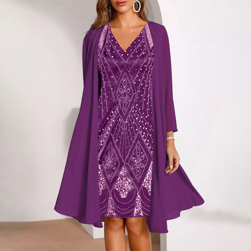 Robe scintillante à col en V