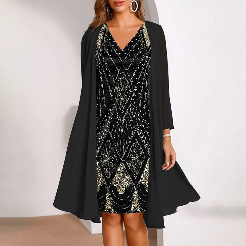 Robe scintillante à col en V