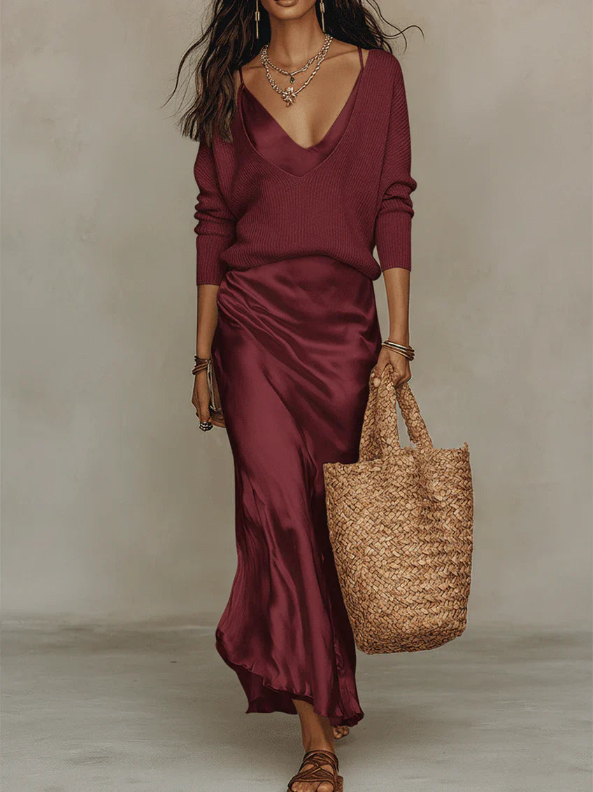 Robe midi élégante avec pull
