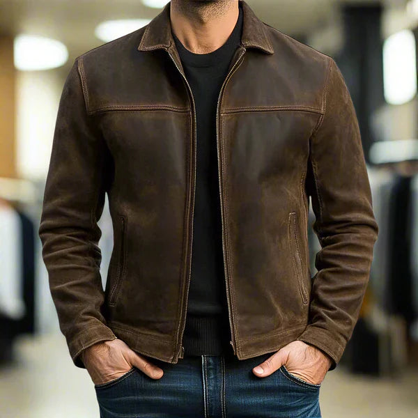 Veste en cuir à fermeture éclair