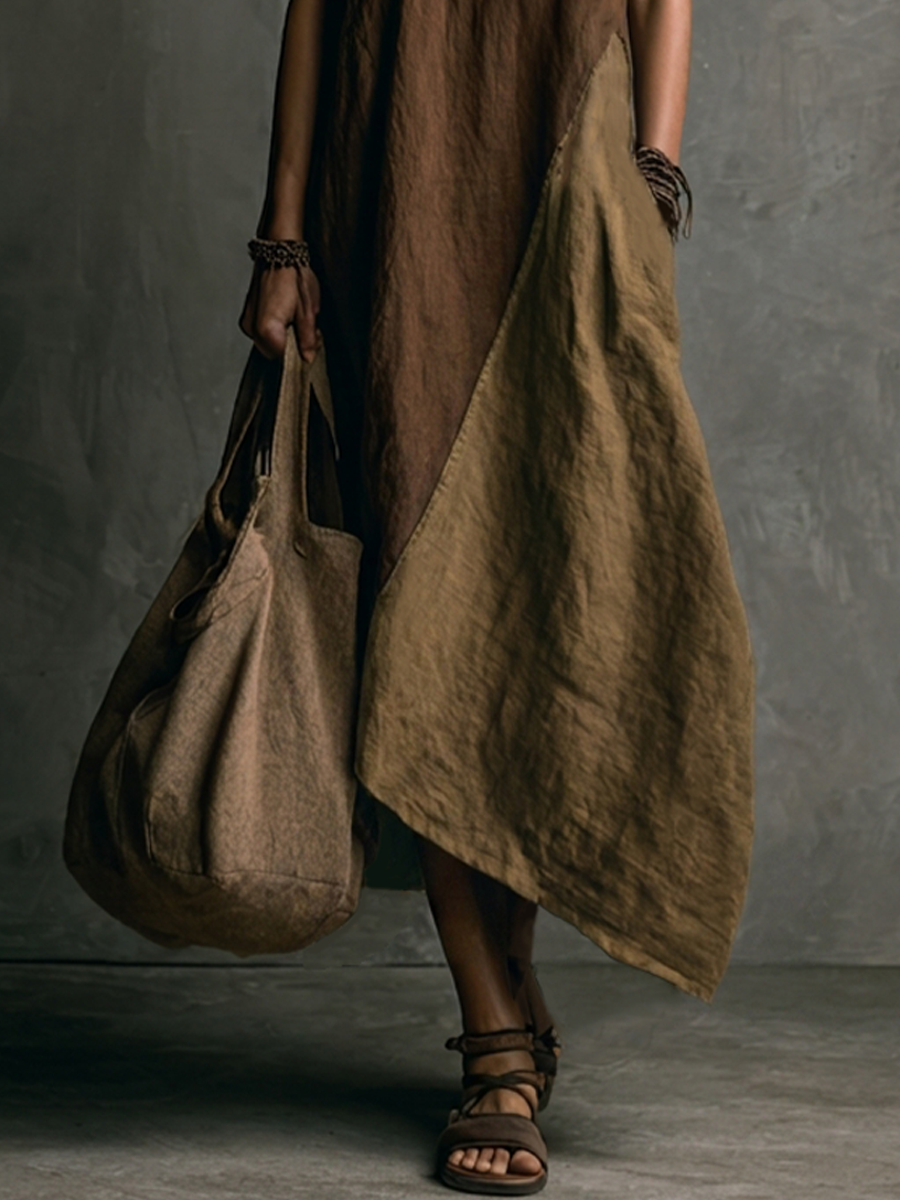 Robe longue asymétrique patchwork