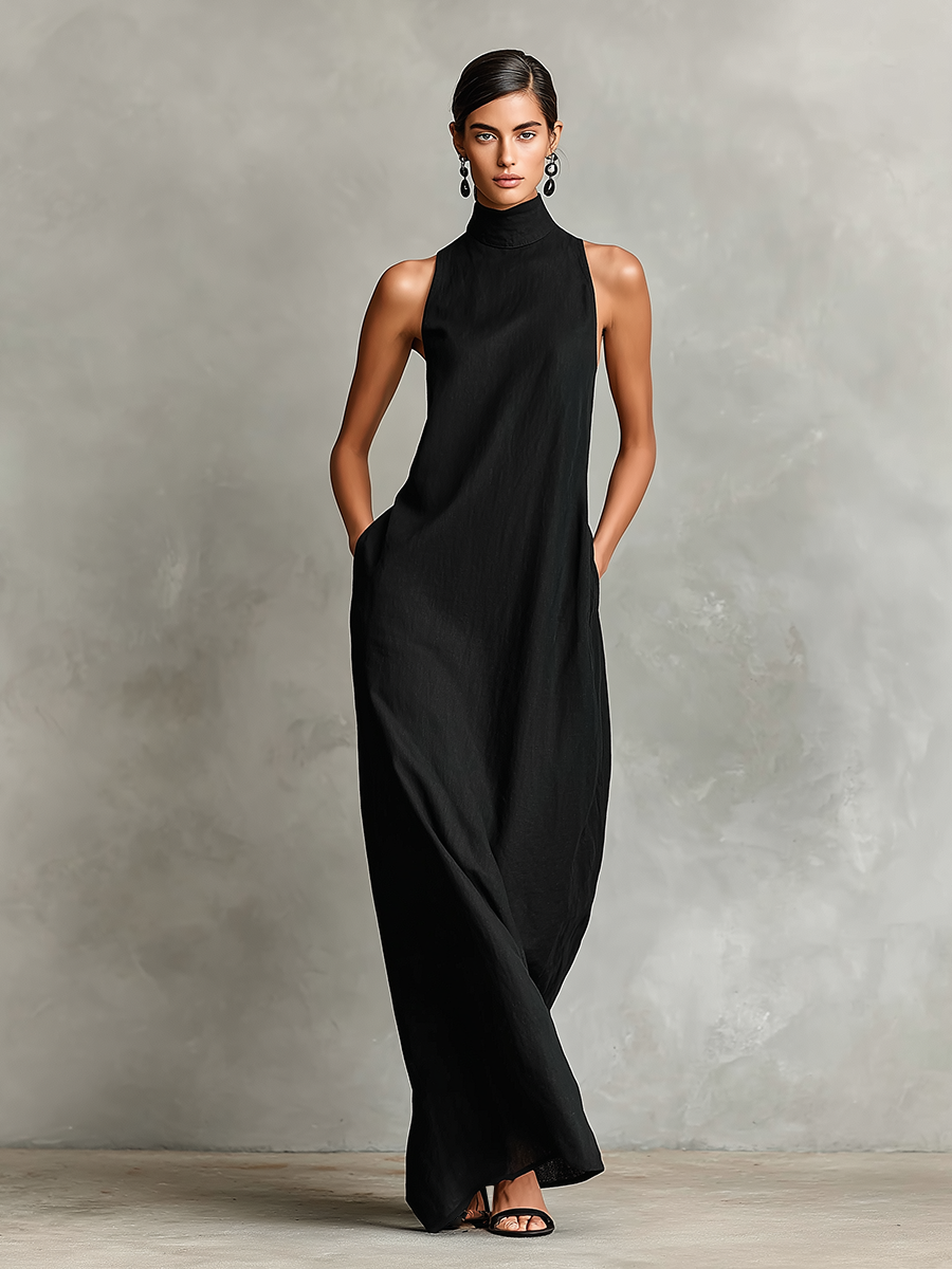 Robe longue à col halter