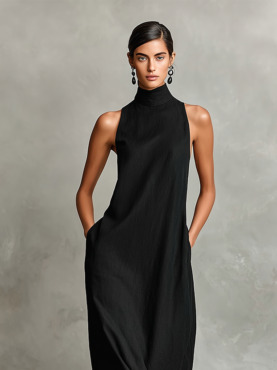 Robe longue à col halter