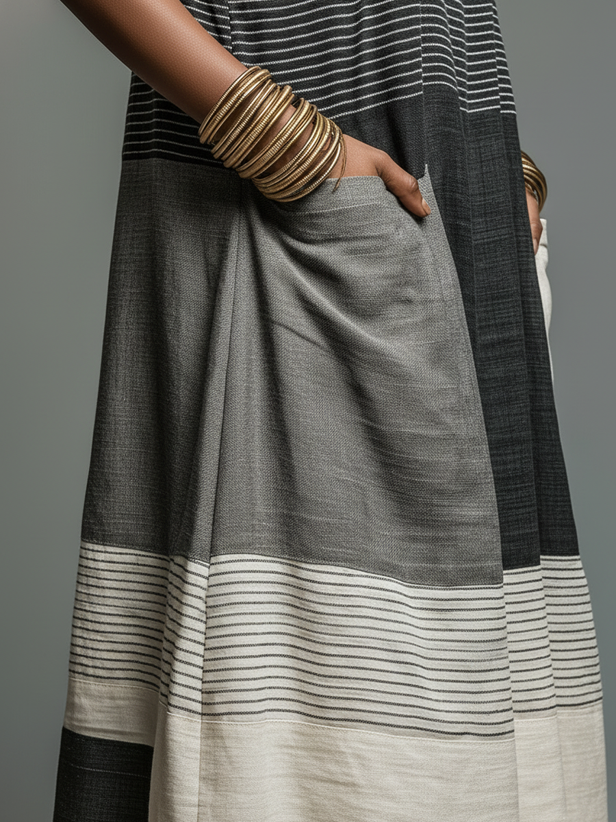 Robe longue rayée sans manches