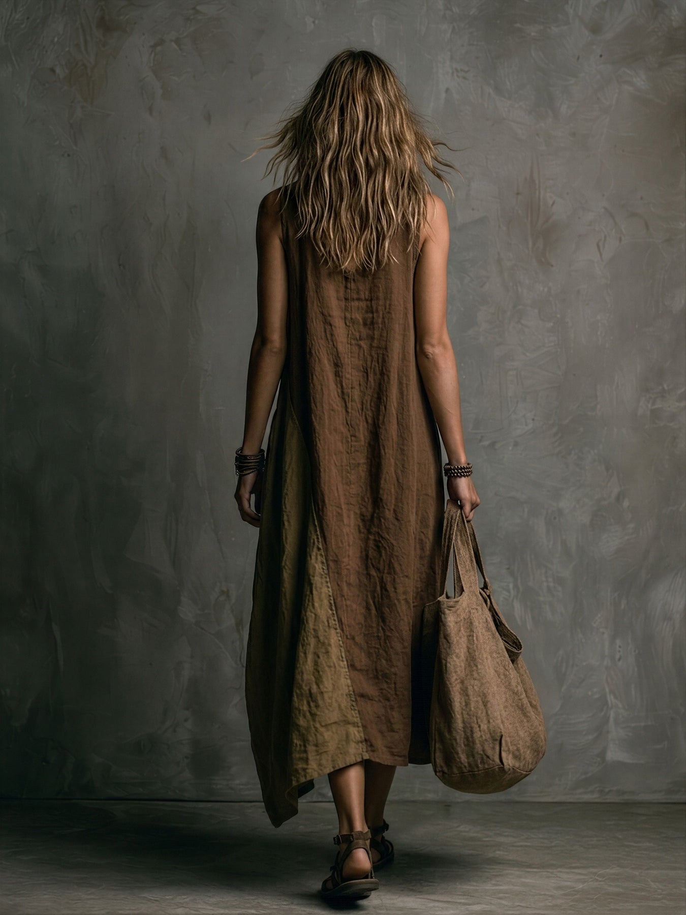 Robe longue asymétrique patchwork