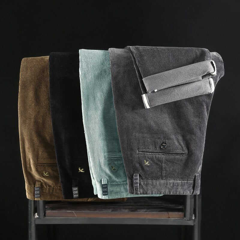 Pantalons en Velours Côtelé Taille Moyenne
