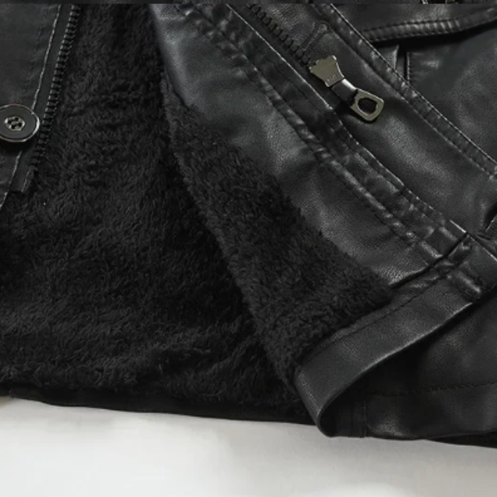 Veste en Cuir Biker Élégante Longue