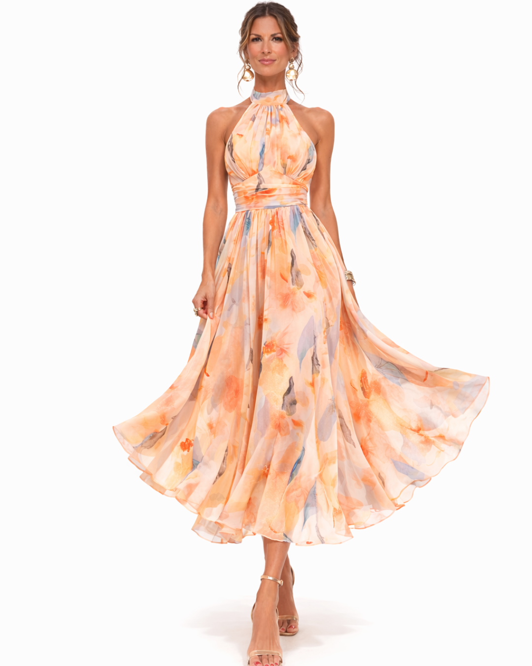 Aurora™ | Robe à Encolure Halter et Imprimé Aquarelle