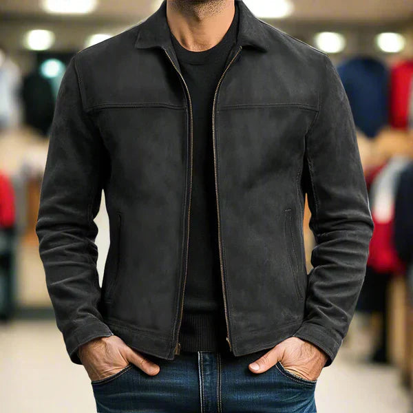 Veste en cuir à fermeture éclair