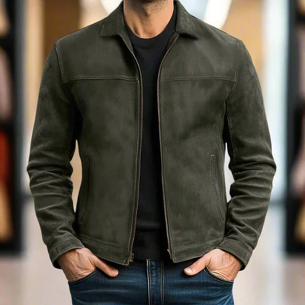 Veste en cuir à fermeture éclair