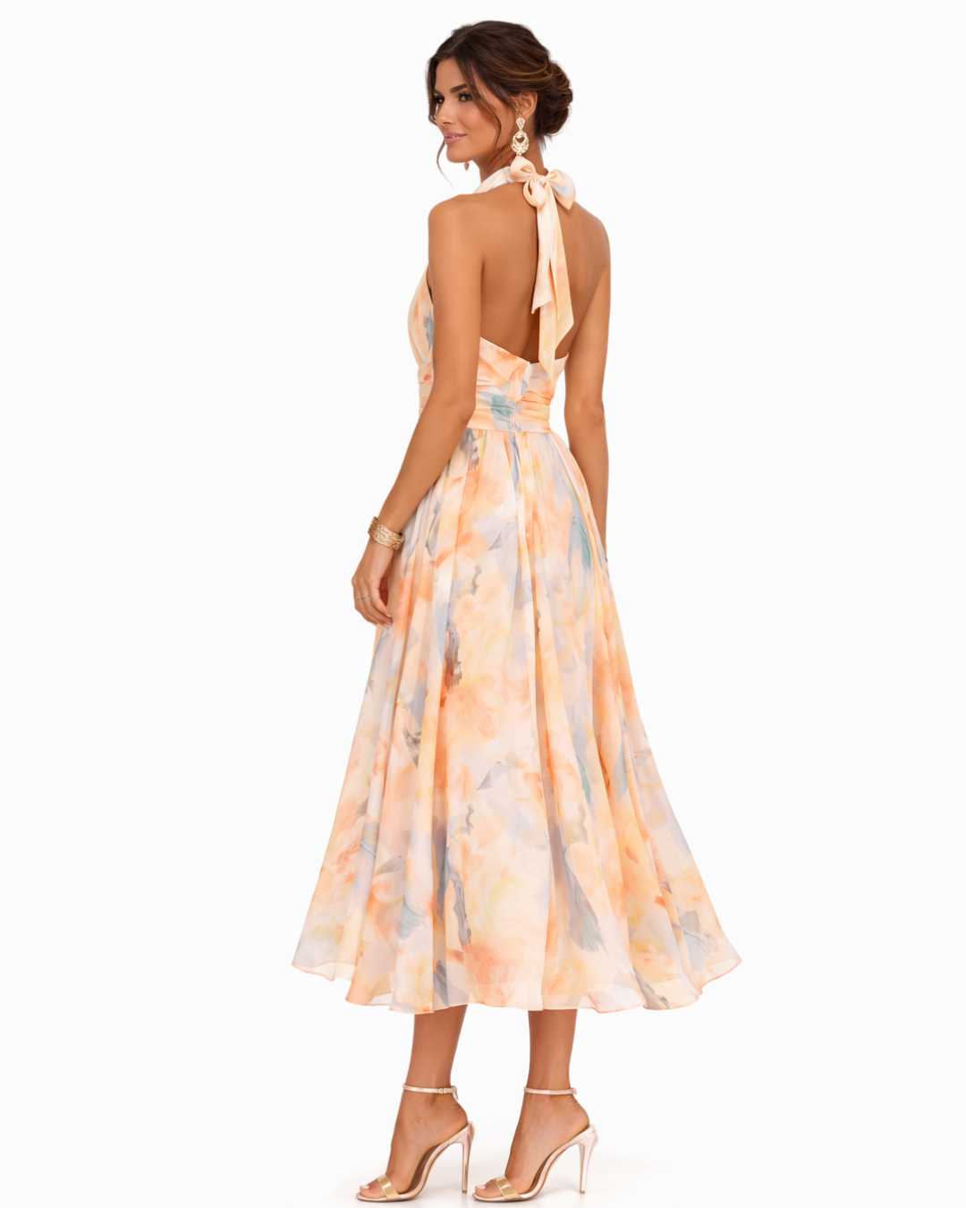 Aurora™ | Robe à Encolure Halter et Imprimé Aquarelle