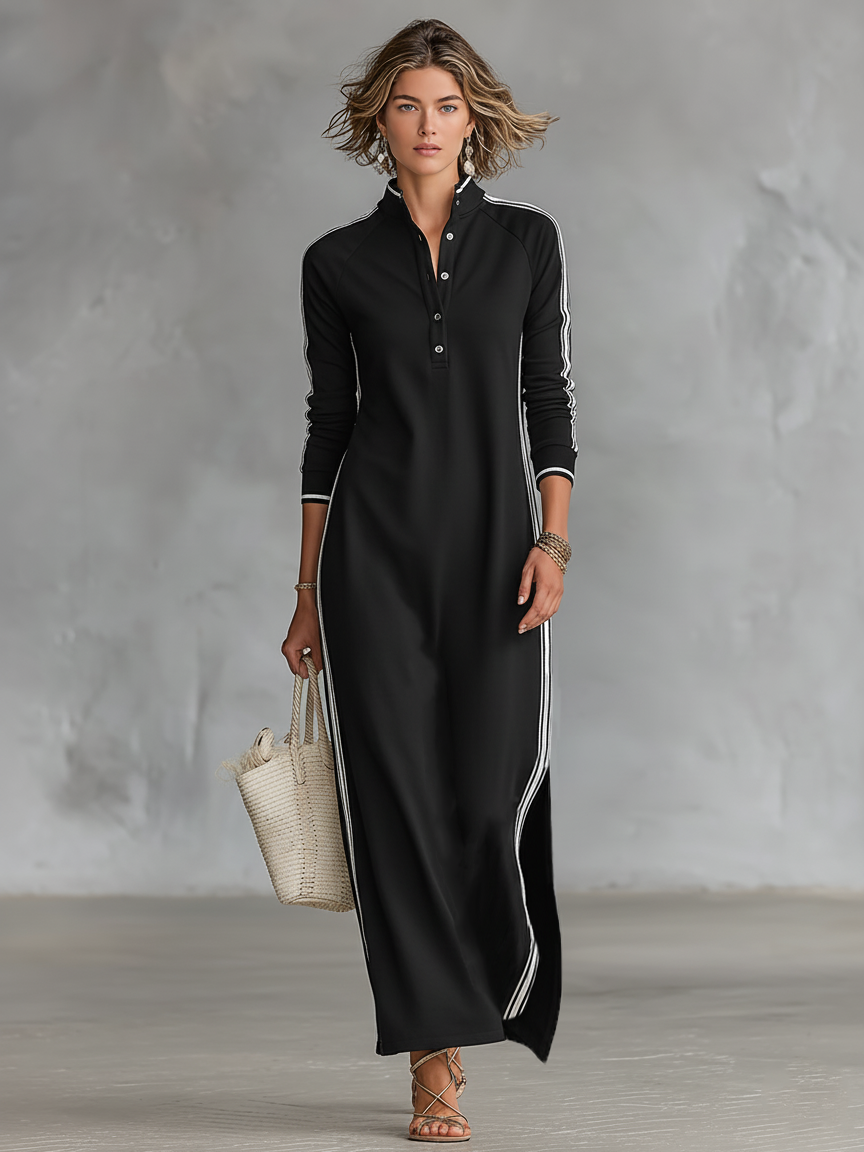 Aurelia™ | Robe maxi avec boutons et col