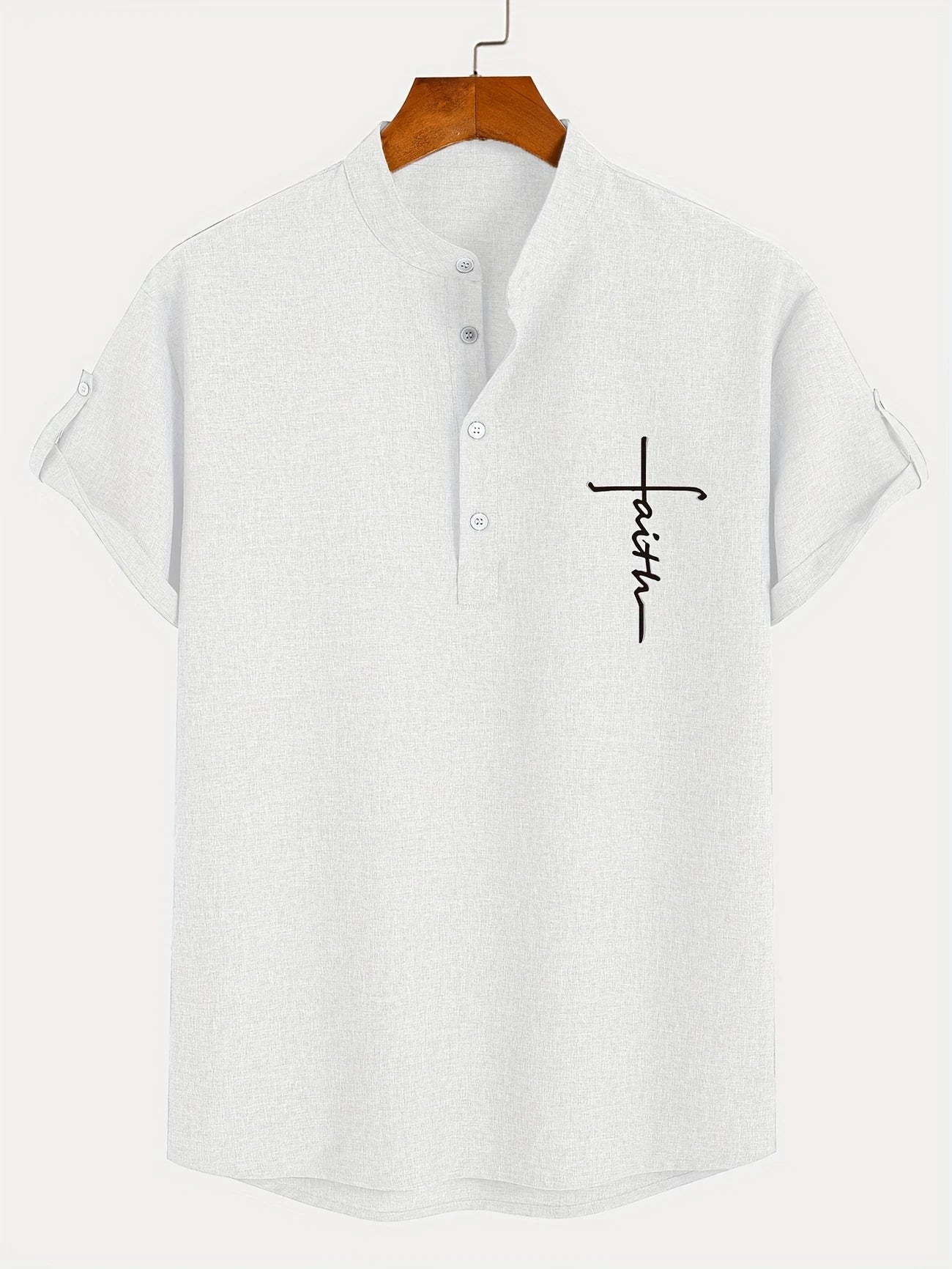 Chemise élégante à manches courtes et col montant