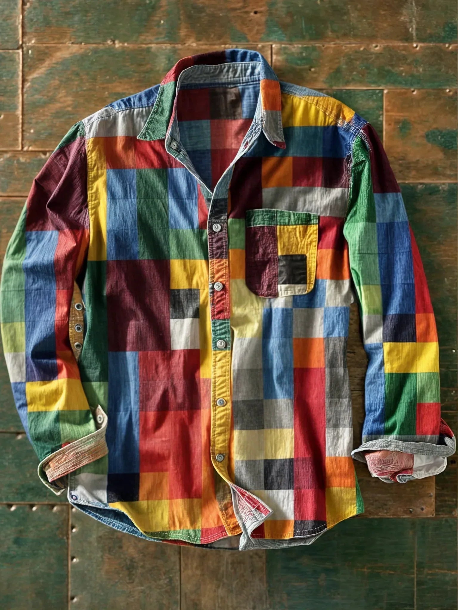 Arco | Chemise patchwork multicolore à manches longues