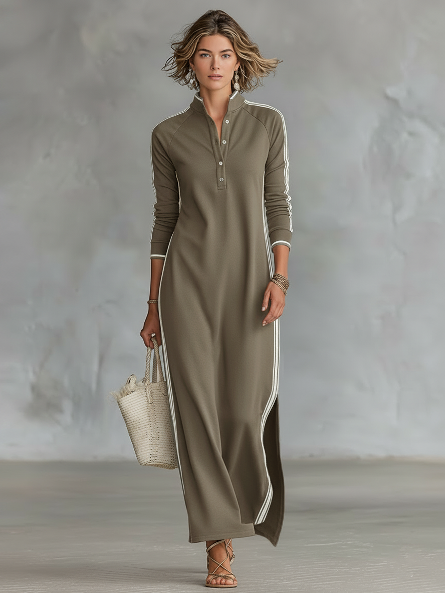 Aurelia™ | Robe maxi avec boutons et col